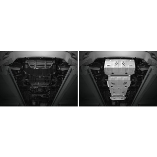 Алюминиевый комплект защиты радиатор, картер, КПП, РК MITSUBISHI L200, V - 2.4d; 2,4d H.P. c 2015 года