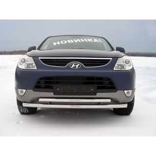 Защита переднего бампера из нержавеющей стали двойная d57-57 мм HYUNDAI ix-55 (Хендай ix55)