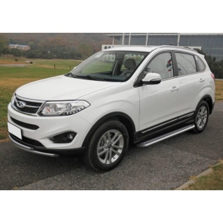 Пороги площадкой d57 мм из нержавеющей стали с алюминиевым листом CHERY Tiggo 5 (Чери Тигго 5)