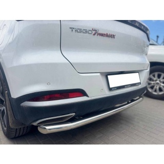 Защита заднего бампера из нержавеющей стали d60 мм Chery Tiggo 7 Pro MAX (Чери Тигго 7 Про МАКС) с 2024 года выпуска