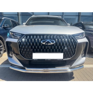Защита переднего бампера двойная из нержавеющей стали d60-42 мм Chery Tiggo 7L
