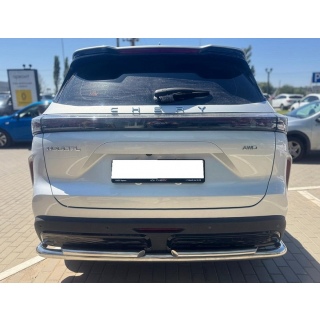 Защита заднего бампера угловая большая двойная из нержавеющей стали d60-42 мм Chery Tiggo 7L