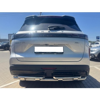 Защита заднего бампера двойная из нержавеющей стали с перемычками d60-42 мм Chery Tiggo 7L