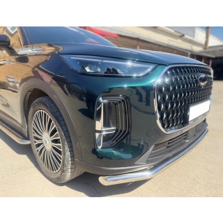 Защита переднего бампера из нержавеющей стали d60 мм Chery Tiggo 9 (Чери Тигго 9) с 2024 года выпуска
