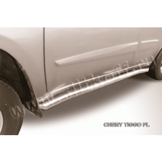 Пороги труба с загибами из нержавеющей стали d57 мм CHERY Tiggo FL (Чери Тиго ФЛ)