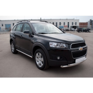 Защита переднего бампера двойная 60-42 мм из нержавеющей стали CHEVROLET Captiva (Шевроле Каптива)