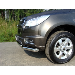 Защита переднего бампера двойная 76-42 мм из нержавеющей стали Chevrolet Trailblazer (Шевроле Трейлблейзер)
