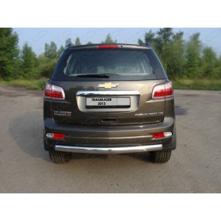 Защита заднего бампера овальная 75х42 мм из нержавеющей стали Chevrolet Trailblazer (Шевроле Трейлблейзер)