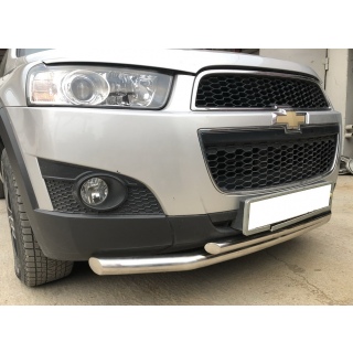 Защита переднего бампера двойная d60-42 мм из нержавеющей стали CHEVROLET Captiva (Шевроле Каптива)