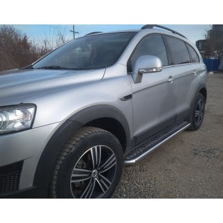 Пороги площадка d53 мм из нержавеющей стали с алюминиевым листом CHEVROLET Captiva (Шевроле Каптива)