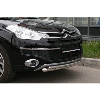 Защита переднего бампера из нержавеющей стали двойная 60-42 мм CITROEN C-Crosser (Ситроен Ц-кроссер)