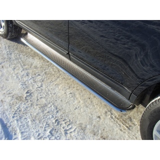 Пороги площадкой 42 мм с нержавеющим листом FORD Edge (Форд Эйдж)
