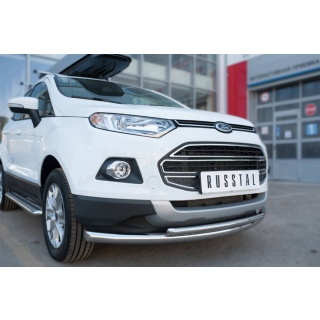 Защита переднего бампера двойная d63-42 мм FORD EcoSport (Форд ЭкоСпорт) с 2014 года