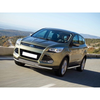 Защита переднего бампера двойная d57-42 мм из нержавеющей стали FORD Kuga (Форд Куга) с 2013 года