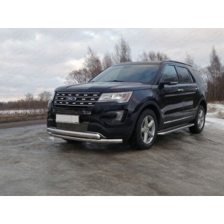 Защита переднего бампера двойная 76-75х42 мм FORD Explorer (Форд Експлорер)