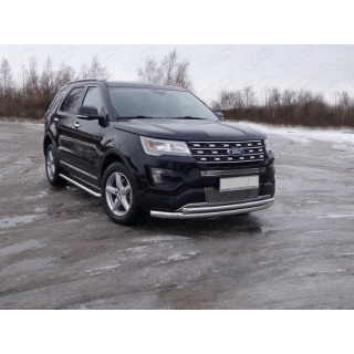 Защита переднего бампера двойная 76-50 мм FORD Explorer (Форд Експлорер)
