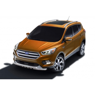 Защита переднего бампера с декором из нержавеющей стали d57-42 мм FORD Kuga (Форд Куга) с 2016 по 2019 год