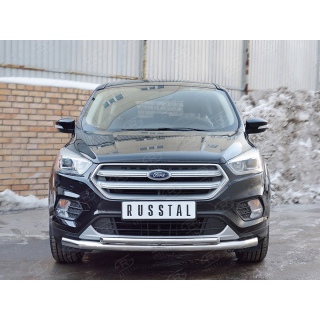 Защита переднего бампера из нержавеющей стали d63-42 мм FORD Kuga (Форд Куга) с 2016 по 2019 год