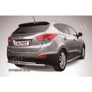 Защита заднего бампера двойная d57-42 мм из нержавеющей стали HYUNDAI ix-35 (Хендай ix35)