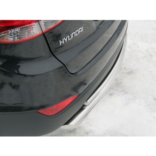 Защита заднего бампера двойная d63-42 мм из нержавеющей стали HYUNDAI ix-35 (Хендай ix35)