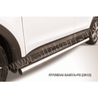 Пороги труба d76 мм из нержавеющей стали HYUNDAI Santa Fe (Хендай Санта Фе) 2012-2018