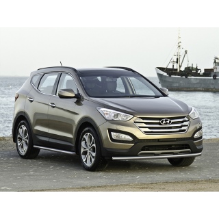 Защита переднего бампера d57 мм из нержавеющей стали HYUNDAI Santa Fe (Хендай Санта Фе) 2012-2018