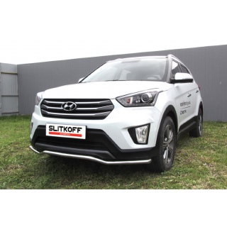Защита переднего бампера (волна) из нержавеющей стали d42 мм Hyundai Creta (Хендай Крета)