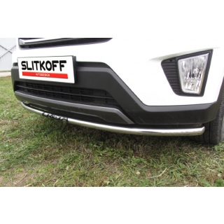 Защита переднего бампера (с надписью) из нержавеющей стали d42 мм Hyundai Creta (Хендай Крета)