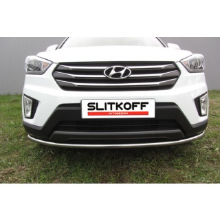 Защита переднего бампера (радиус) из нержавеющей стали d42 мм Hyundai Creta (Хендай Крета)