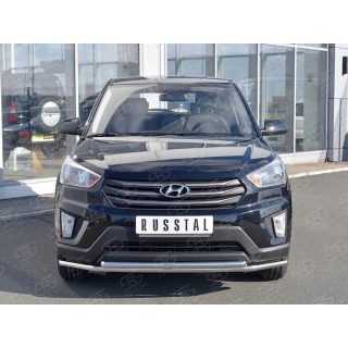 Защита переднего бампера двойная из нержавеющей стали d42-42 мм Hyundai Creta (Хендай Крета)