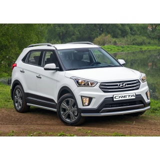 Защита переднего бампера из нержавеющей стали d57 мм Hyundai Creta (Хендай Крета)