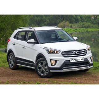 Защита переднего бампера из нержавеющей стали d57-42 мм Hyundai Creta (Хендай Крета)