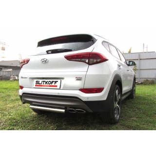 Защита заднего бампера из нержавеющей стали d57 мм Hyundai Tucson (Хендай Туссан) с 2015 г.в.