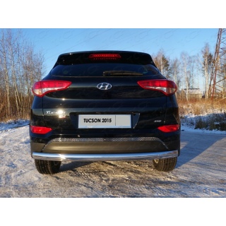 Защита заднего бампера из нержавеющей стали овальная d75х42 мм Hyundai Tucson (Хендай Туссан) с 2015 г.в.