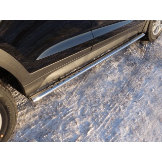 Пороги труба овальная d75х42 мм с проступью, из нержавеющей стали Hyundai Tucson (Хендай Туссан) с 2015 г.в.
