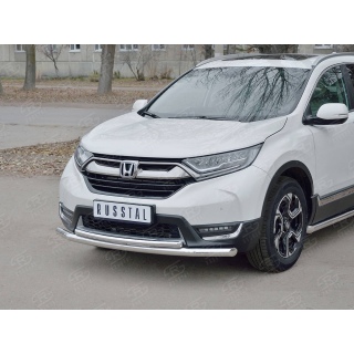 Защита переднего бампера двойная из нерж.стали d63-42 мм HONDA CR-V (Хонда СРВ) с 2017 года