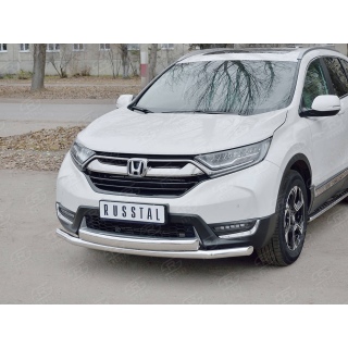 Защита переднего бампера из нерж.стали двойная d63-75х42 мм HONDA CR-V (Хонда СРВ) с 2017 года