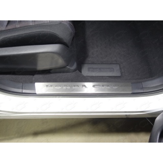 Накладки на пластиковые пороги (лист шлифованный с надписью HONDA CR-V) HONDA CR-V (Хонда СРВ) с 2017 года