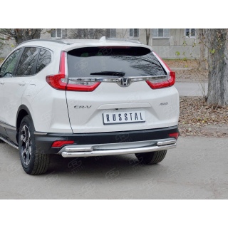 Защита заднего бампера из нерж.стали двойная d63-42 мм HONDA CR-V (Хонда СРВ) с 2017 года