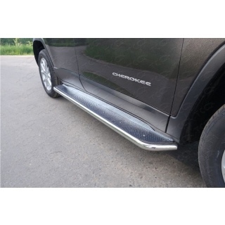 Пороги площадкой из нержавеющей стали 42 мм JEEP Cherokee (Джип Чероки) с 2014 г.