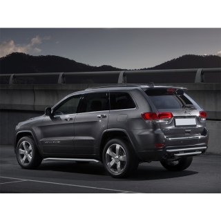 Защита заднего бампера двойная d57-57 мм из нержавеющей стали JEEP Grand Cherokee (Джип Гранд Чероки) с 2013 г.