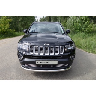Решетка радиатора 12 мм для JEEP Compass (Джип Компас) c 2014 года