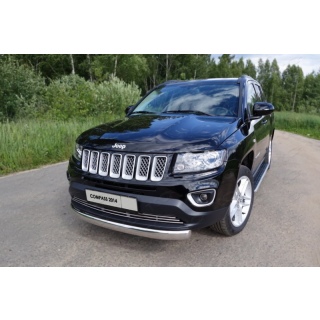 Защита переднего бампера из нержавеющей стали овальная 75х42 мм для JEEP Compass (Джип Компас) c 2014 года