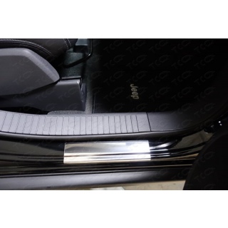 Накладки порогов (лист зеркало) JEEP Compass (Джип Компас) c 2014 года.