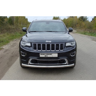 Защита переднего бампера  из нержавеющей стали 76 мм JEEP Grand Cherokee (Джип Гранд Чероки) с 2013 г.