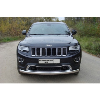 Защита переднего бампера овальная 75х42 мм из нержавеющей стали JEEP Grand Cherokee (Джип Гранд Чероки) с 2013 г.