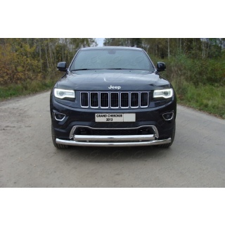 Защита переднего бампера двойная 76-75 мм из нержавеющей стали JEEP Grand Cherokee (Джип Гранд Чероки) с 2013 г.