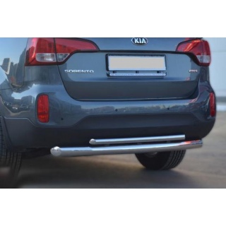 Защита заднего бампера двойная d76-42 мм из нержавеющей стали KIA Sorento (Киа Соренто)