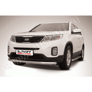 Защита переднего бампера d76 мм из нержавеющей стали KIA Sorento (Киа Соренто) с 2012 года