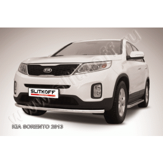 Защита переднего бампера d57 мм из нержавеющей стали KIA Sorento (Киа Соренто) с 2012 года